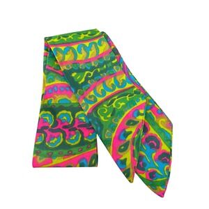 Vintage 60s 70s Psychedelic Paisley Ascot Wide Necktie Mod Groovy Retro Tie